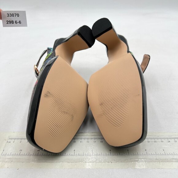 FYS Black Butterfly Platform Square Toe Block High Heel Mary Jane Slingback Pump - Picture 7 of 8